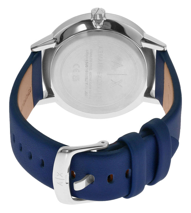 Armani Exchange Cayde Chronograph Blue Dial Blue Leather Strap Watch for Men - AX2746 Buy Now By Armani Exchange