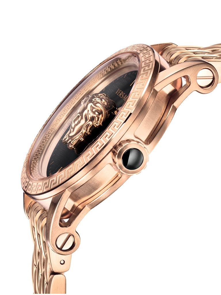 Versace Palazzo Empire Black Dial Rose Gold Steel Strap Watch for Men - VERD00718 Buy Now By Versace