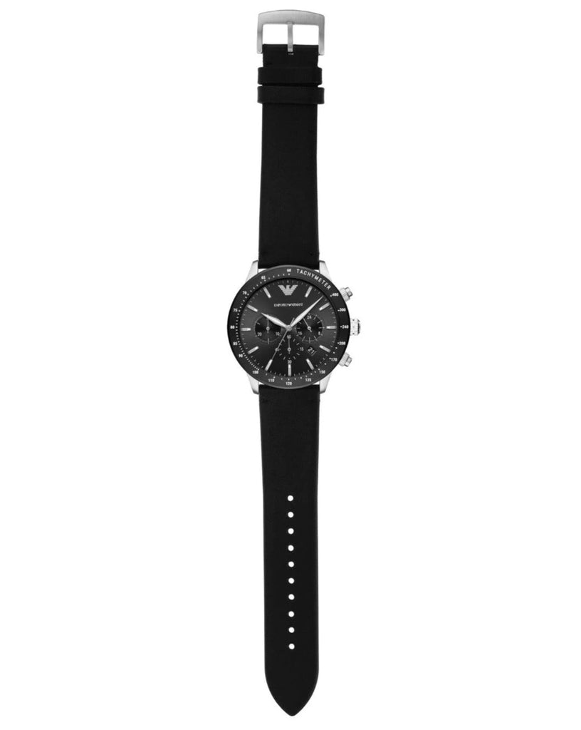 Emporio Armani Mario Chronograph Black Dial Black Leather Strap Watch For Men - AR11243 Buy Now By Emporio Armani
