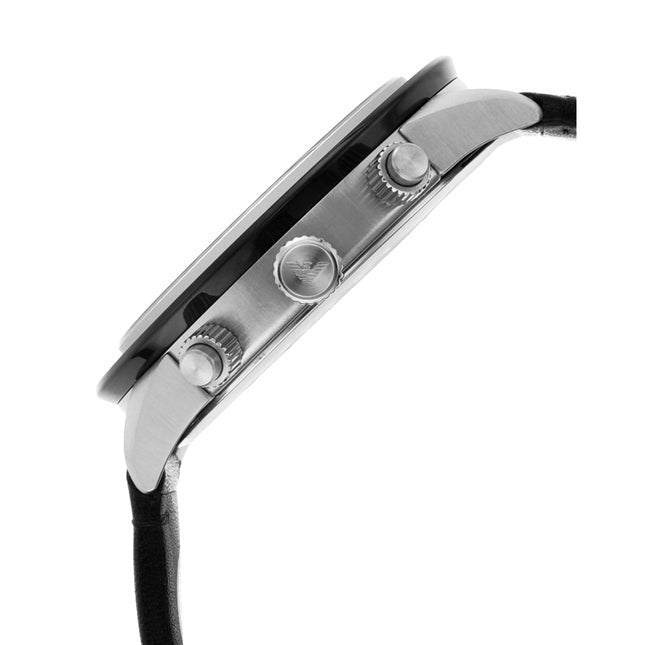 Emporio Armani Mario Chronograph Black Dial Black Leather Strap Watch For Men - AR11243 Buy Now By Emporio Armani