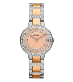 Fossil Virginia Rose Gold Dial Two Tone Steel Strap Watch for Women - ES3405 Buy Now By Fossil
