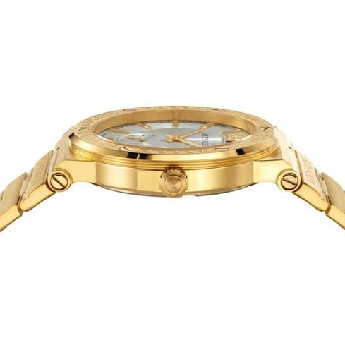 Versace Greca Silver Dial Gold Steel Strap Watch for Men - VEVI00520 Buy Now By Versace