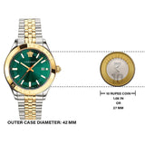 Versace Hellenium Green Dial Two Tone Steel Strap Watch for Men - VEVK00620 Buy Now By Versace