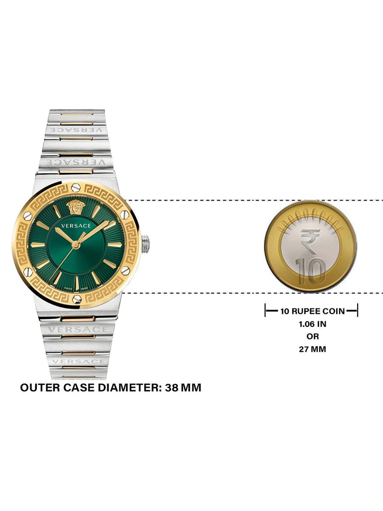 Versace Greca Green Dial Silver Steel Strap Watch for Women - VEVH00720 Buy Now By Versace