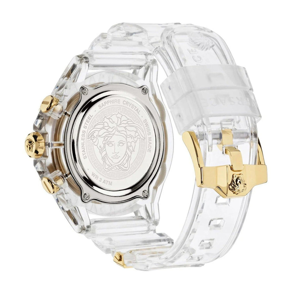 Versace Icon Active Chronograph Gold Dial White Silicone Strap Watch for Men - VEZ700121 Buy Now By Versace