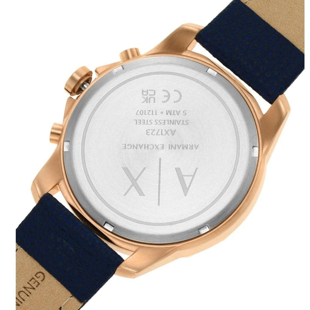 Armani Exchange Banks Chronograph Blue Dial Blue Leather Strap Watch For Men - AX1723 Buy Now By Armani Exchange