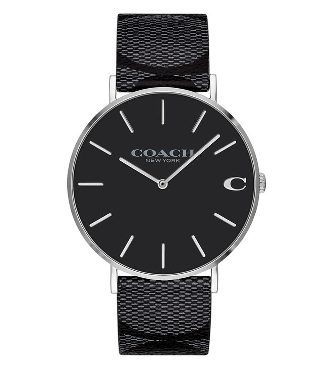 Coach Charles Black Dial Black Leather Strap Watch for Men - 14602157 Buy Now By Coach