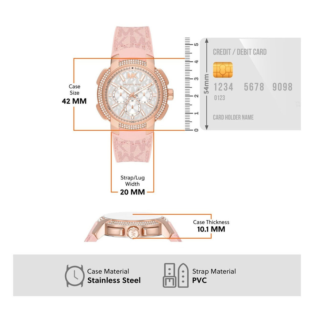 Michael Kors Sidney Multifunction White Dial Pink Silicone Strap Watch For Women - MK7222 Buy Now By Michael Kors