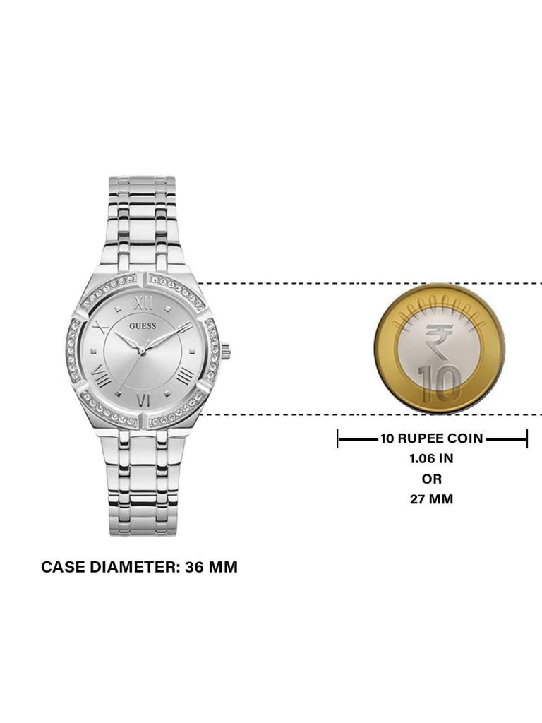 Guess Cosmo Diamonds Silver Dial Silver Steel Strap Watch For Women - GW0033L1 Buy Now By Guess