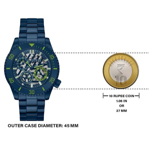 Guess Axle Multifunction Navy Blue Dial Blue Steel Strap Watch For Men - GW0488G4 Buy Now By Guess