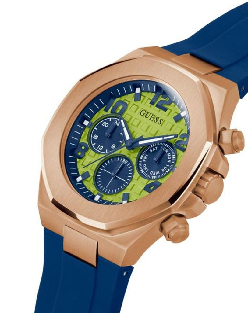Guess Empire Analog Quartz Lime Green Dial Blue Silicon Strap Watch for Men - GW0583G3 Buy Now By Guess