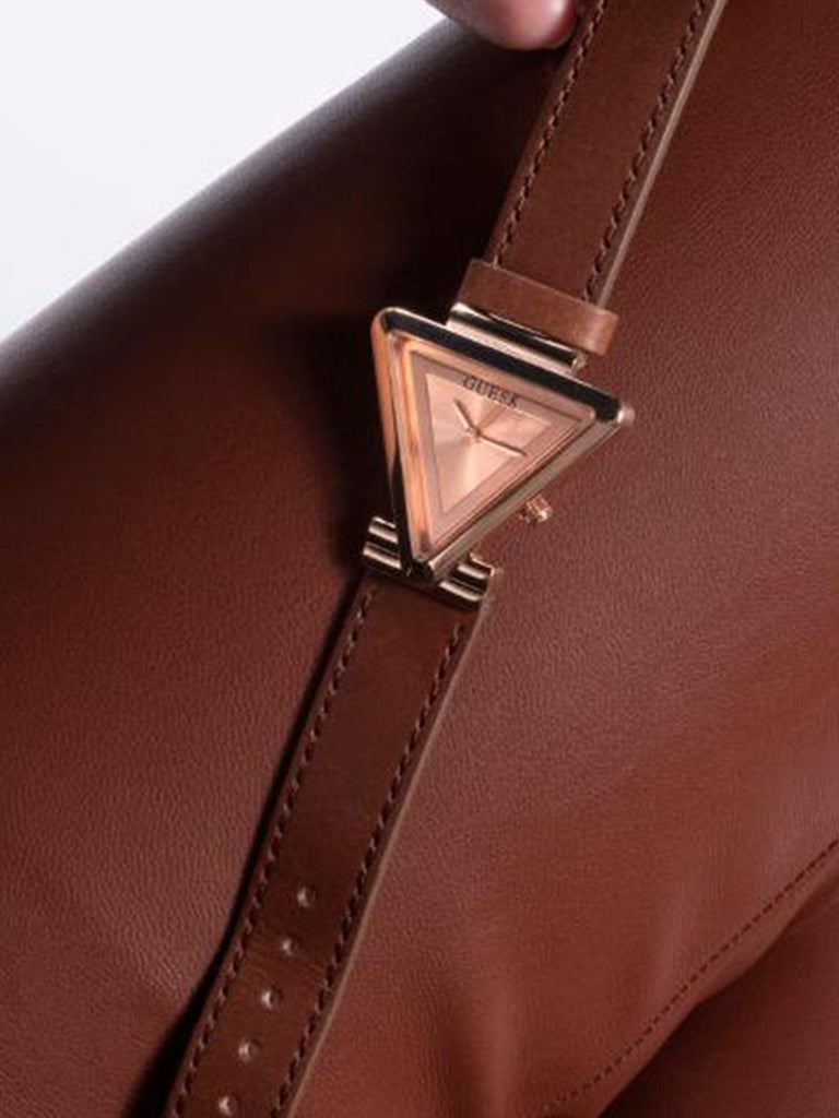 Guess Fame Quartz Rose Gold Dial Brown Leather Strap Watch For Women - GW0548L2 Buy Now By Guess