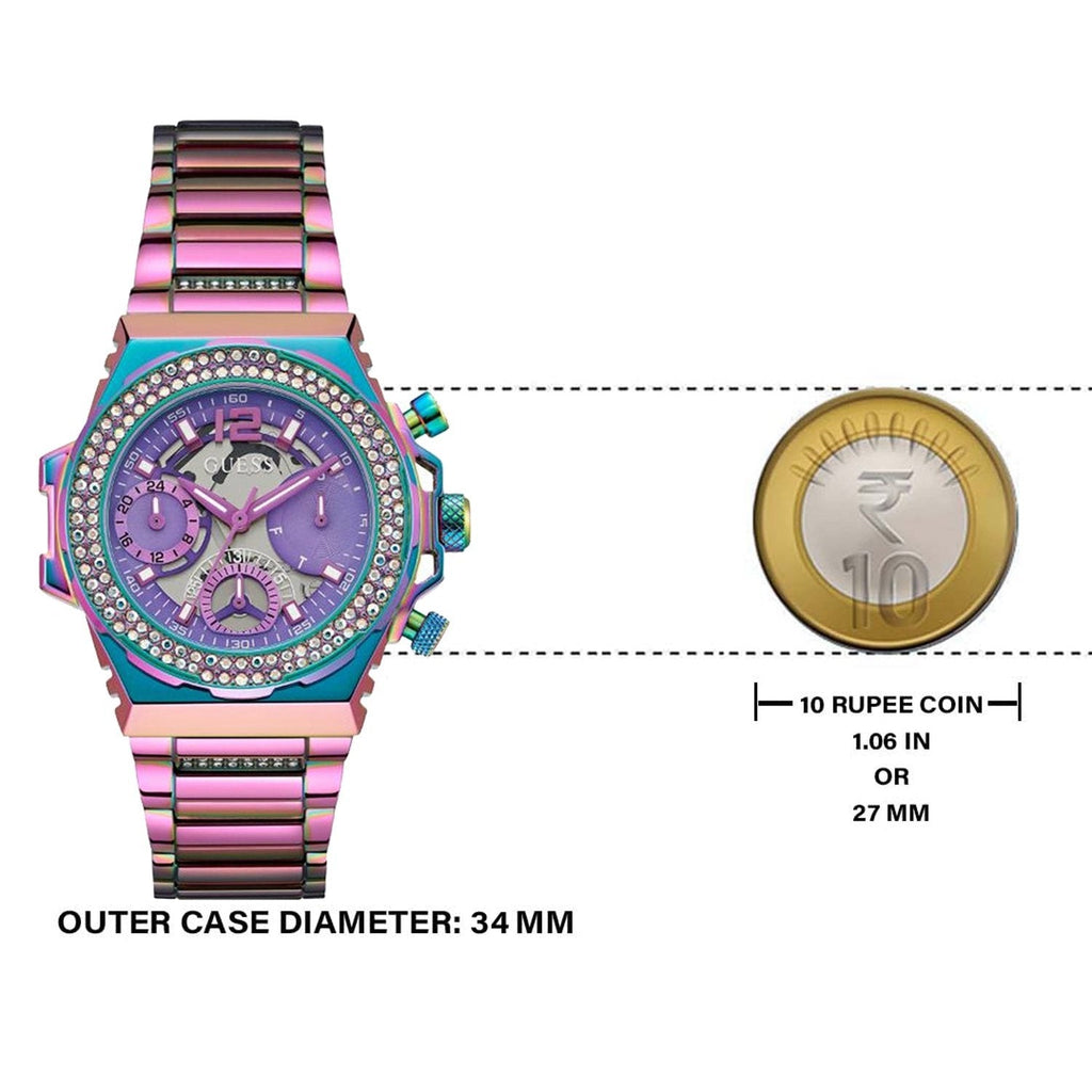Guess Fusion Chronograph Purple Dial Purple Steel Strap Watch for Women - GW0552L4 Buy Now By Guess