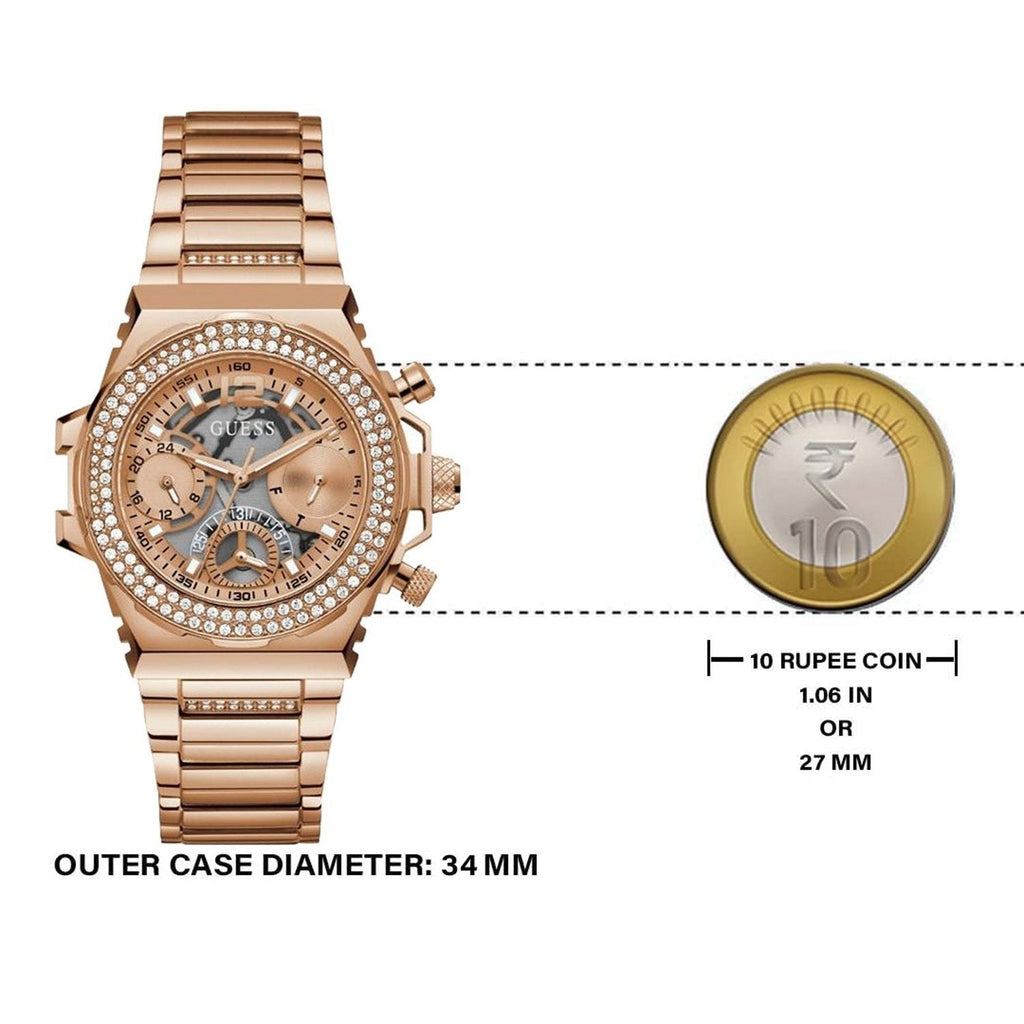 Guess Fusion Chronograph Rose Gold Dial Rose Gold Steel Strap Watch for Women - GW0552L3 Buy Now By Guess