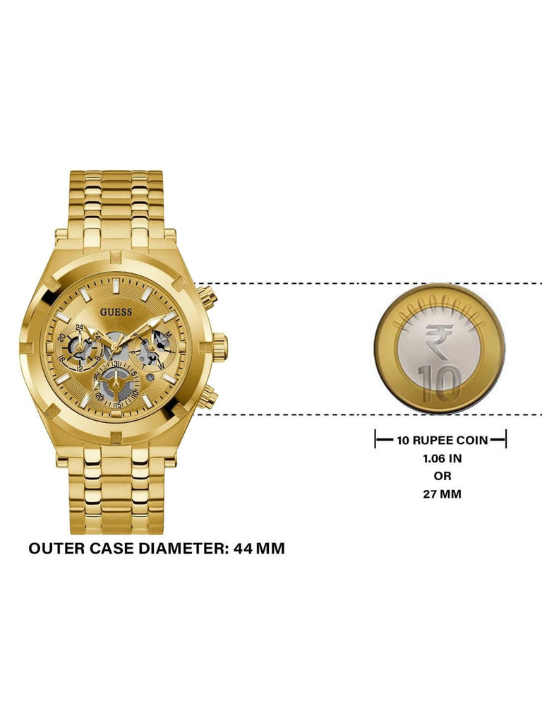 Guess Continental Diamonds Gold Dial Gold Steel Strap Watch for Men - GW0261G2 Buy Now By Guess