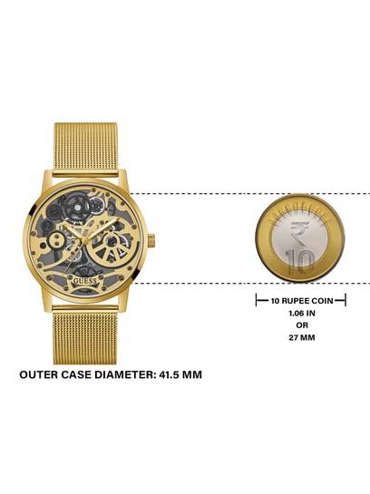 Guess Gadget Gold Dial Gold Mesh Bracelet Watch for Men - GW0538G2 Buy Now By Guess