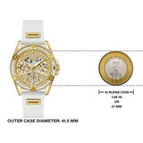 Guess Queen Quartz Gold Dial White Silicone Strap Watch For Women - GW0536L2 Buy Now By Guess