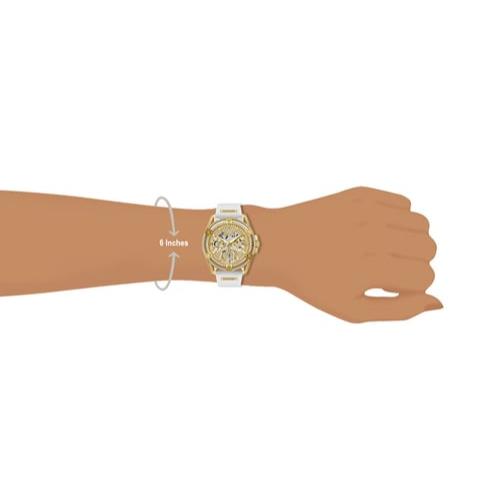 Guess Queen Quartz Gold Dial White Silicone Strap Watch For Women - GW0536L2 Buy Now By Guess