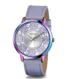Guess Dahlia Analog Silver Dial Purple Leather Strap Watch For Women - GW0529L4 Buy Now By Guess