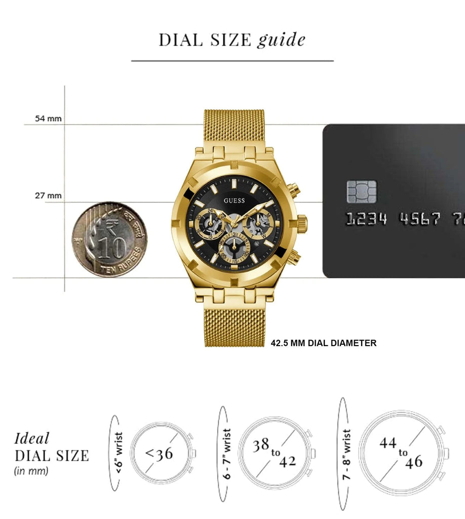 Guess Continental Chronograph Black Dial Gold Mesh Strap Watch For Men - GW0582G2 Buy Now By Guess