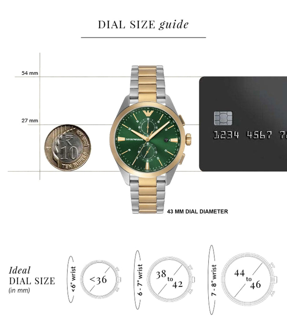 Emporio Armani Claudio Chronograph Green Dial Two Tone Steel Strap Watch For Women - AR11511 Buy Now By Emporio Armani
