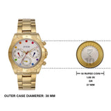 Guess Exclusive Multi Color White Dial Gold Steel Strap Watch for Women - GW0457L1 Buy Now By Guess