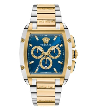 Versace Dominus Chronograph Blue Dial Two Tone Steel Strap Watch For Men - VE6H00723 Buy Now By Versace