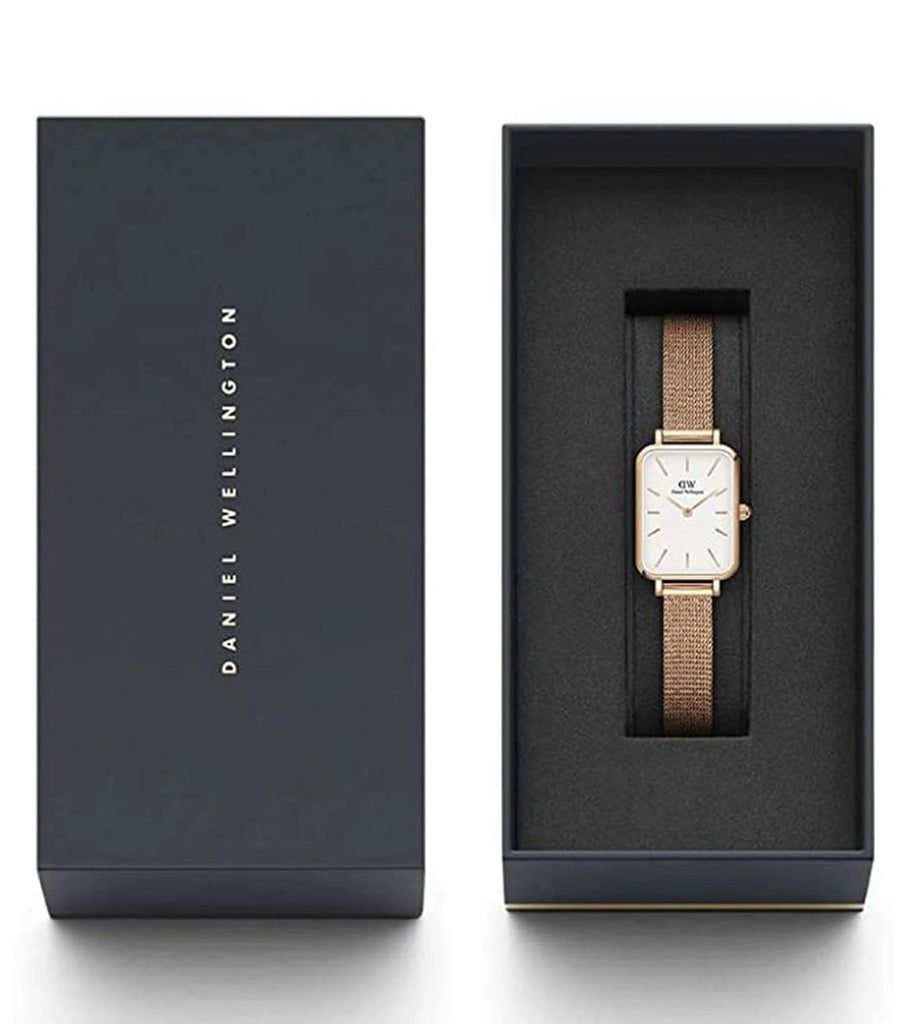 Daniel Wellington Quadro Melrose White Dial Gold Mesh Strap Watch For Women - DW00100431 Buy Now By Daniel Wellington