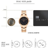 Daniel Wellington Iconic Link Black Dial Rose Gold Steel Strap Watch for Women - DW00100212