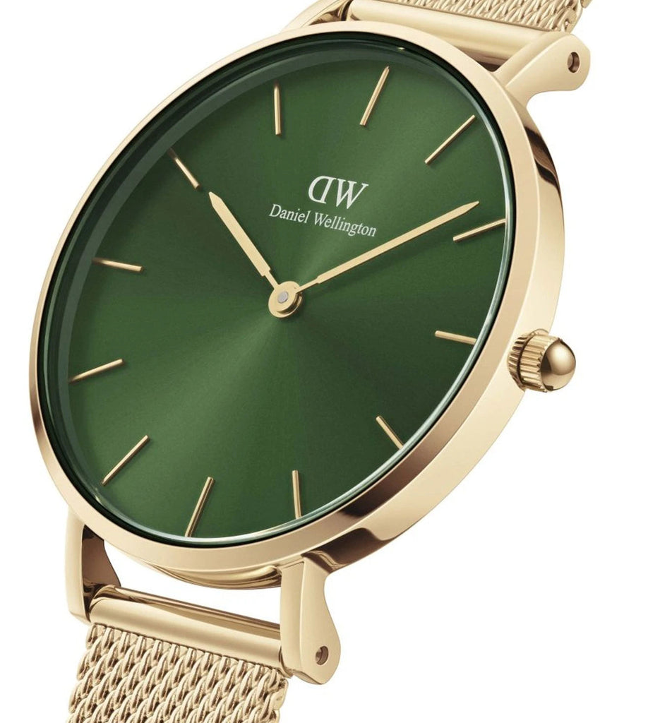 Daniel Wellington Petite Emerald Green Dial Gold Mesh Strap Watch For Women - DW00100480 Buy Now By Daniel Wellington
