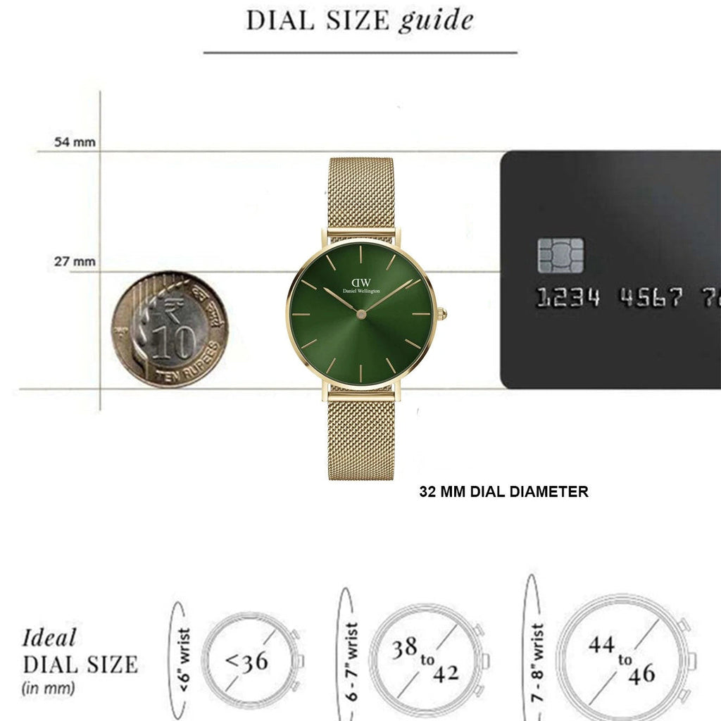 Daniel Wellington Petite Emerald Green Dial Gold Mesh Strap Watch For Women - DW00100481 Buy Now By Daniel Wellington