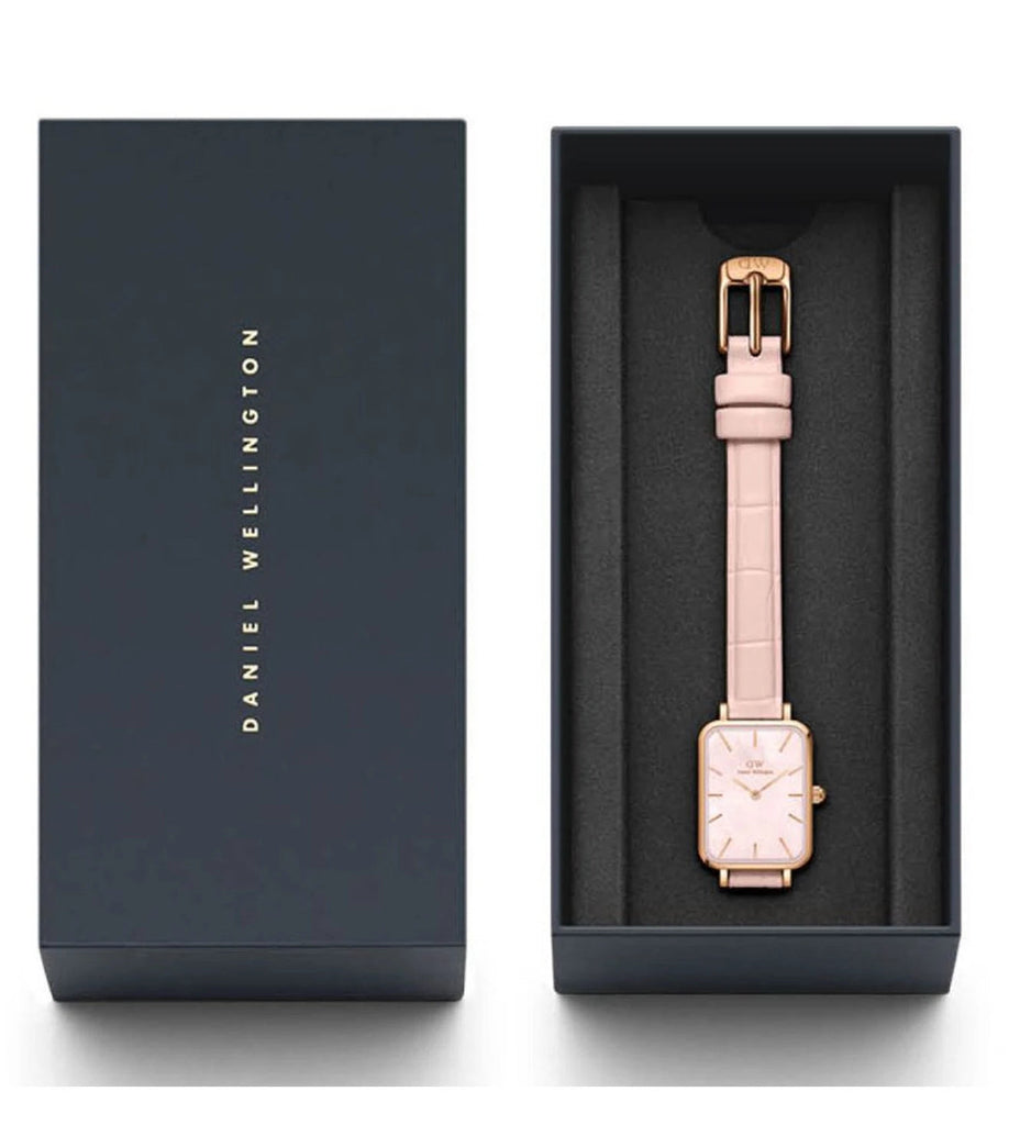 Daniel Wellington Quadro Pressed Mother of Pearl Pink Dial Pink Leather Strap Watch For Women - DW00100508 Buy Now By Daniel Wellington