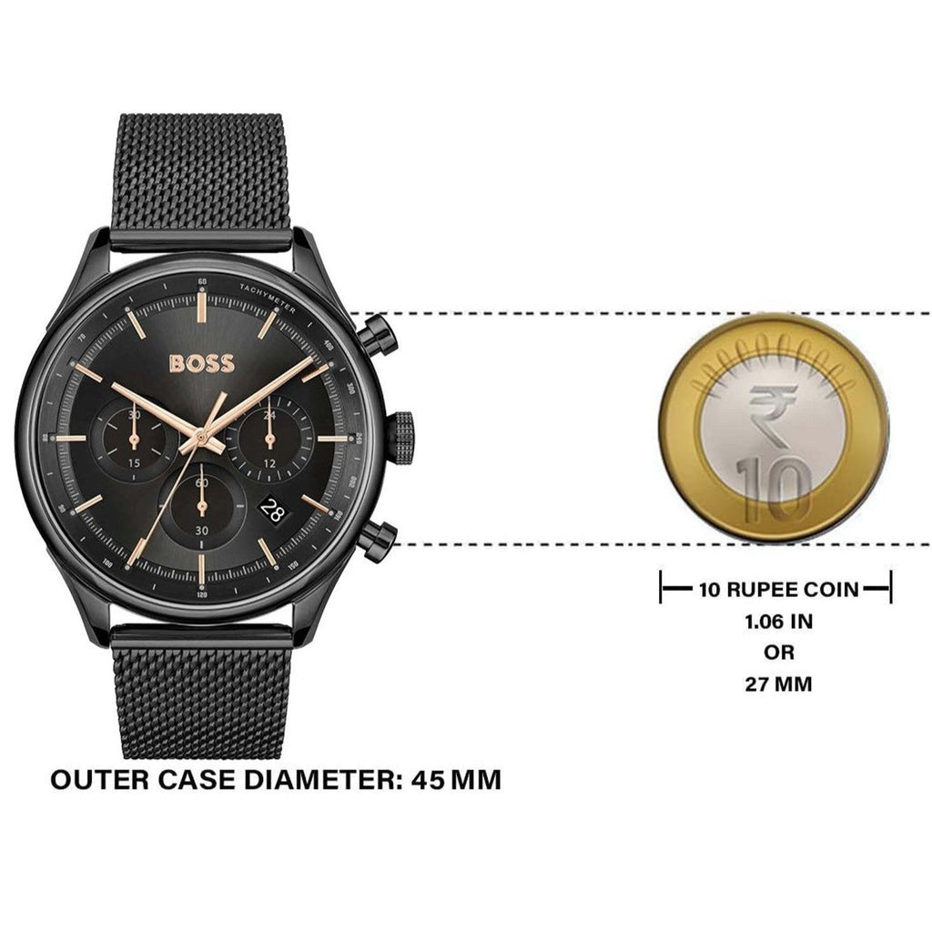 Hugo Boss Gregor Chronograph Black Dial Black Mesh Bracelet Watch For Men - 1514065 Buy Now By Hugo Boss