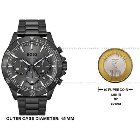 Hugo Boss Troper Chronograph Grey Dial Grey Steel Strap Watch For Men - 1514058 Buy Now By Hugo Boss