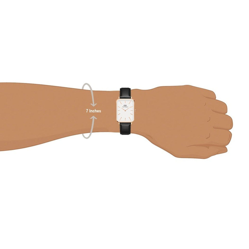 Daniel Wellington Quadro White Dial Black Leather Strap Watch For Women - DW00100450 Buy Now By Daniel Wellington