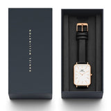 Daniel Wellington Quadro White Dial Black Leather Strap Watch For Women - DW00100450 Buy Now By Daniel Wellington