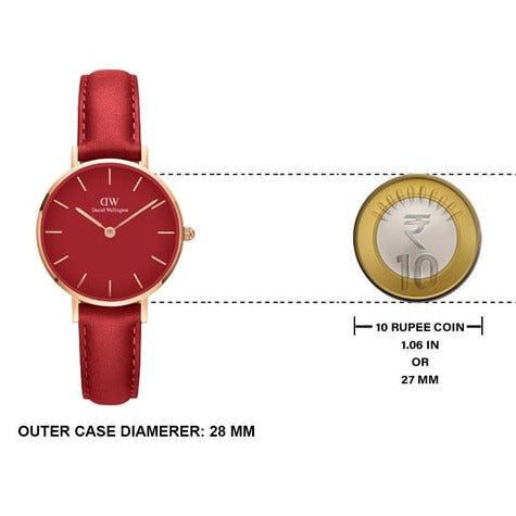 Daniel Wellington Petite Red Dial Red Leather Strap Watch For Women - DW00100405 Buy Now By Daniel Wellington