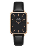 Daniel Wellington Quadro Black Dial Black Leather Strap Watch For Women - DW00100449 Buy Now By Daniel Wellington