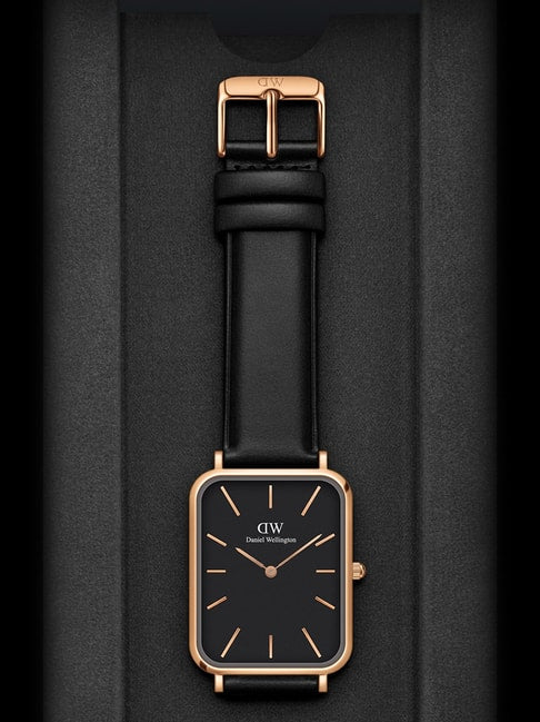 Daniel Wellington Quadro Black Dial Black Leather Strap Watch For Women - DW00100449 Buy Now By Daniel Wellington