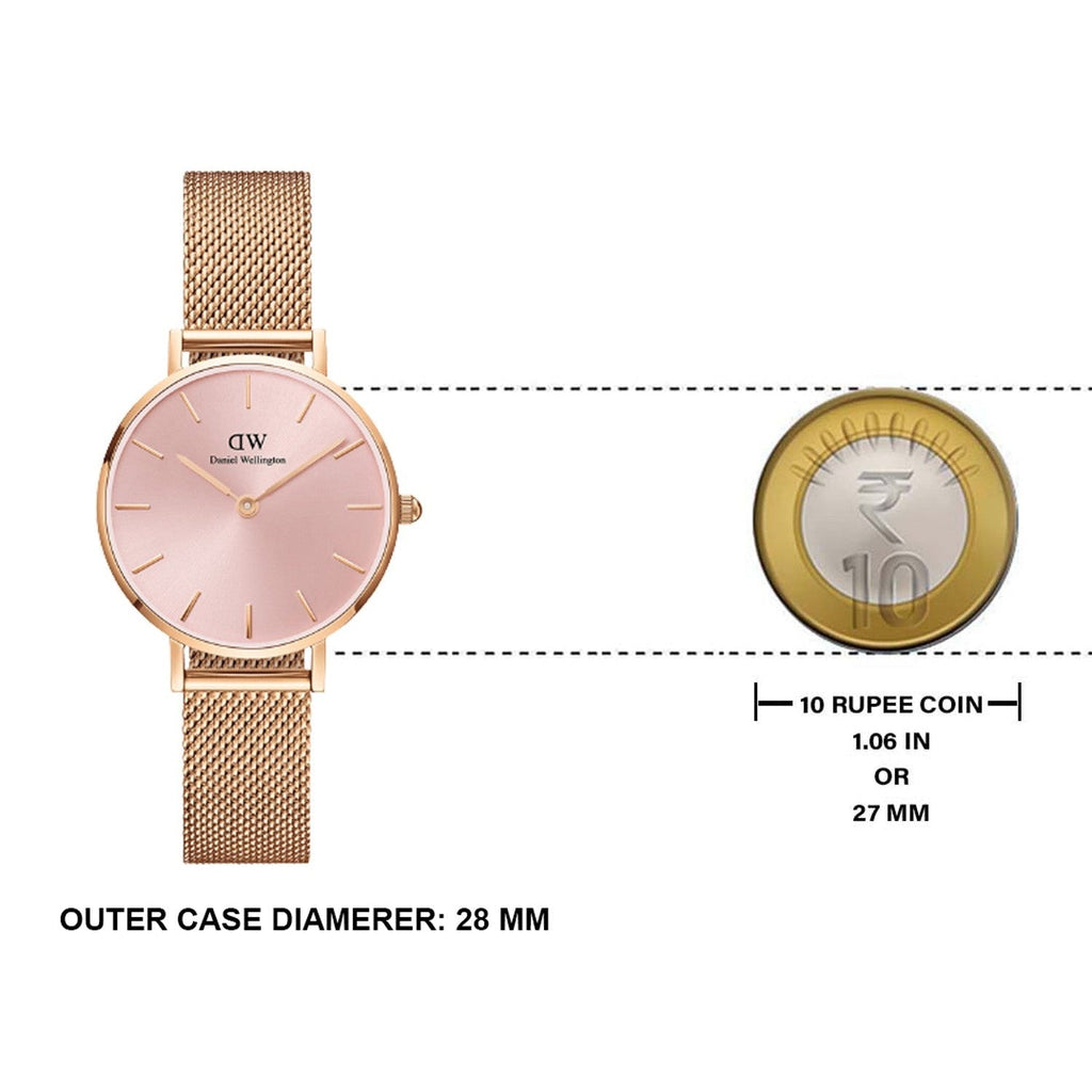Daniel Wellington Petite Melrose Pink Dial Rose Gold Mesh Strap Watch For Women - DW00100368 Buy Now By Daniel Wellington
