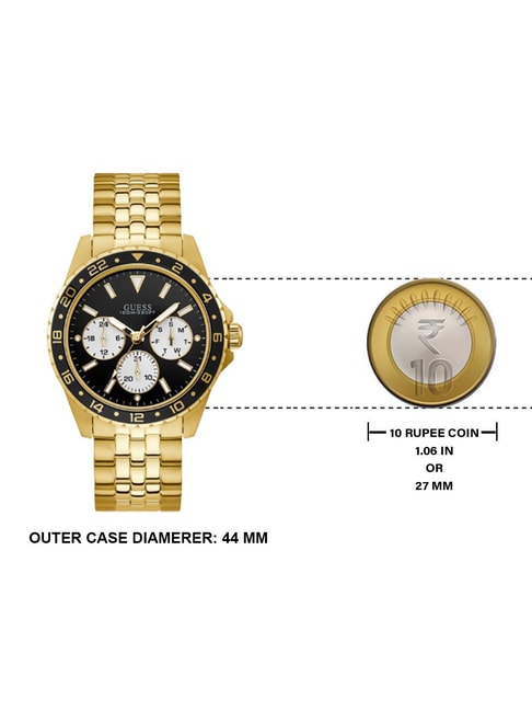 Guess Odyssey Multifunction Black Dial Gold Steel Strap Watch For Men - W1107G4 Buy Now By Guess
