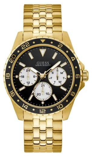 Guess Odyssey Multifunction Black Dial Gold Steel Strap Watch For Men - W1107G4 Buy Now By Guess