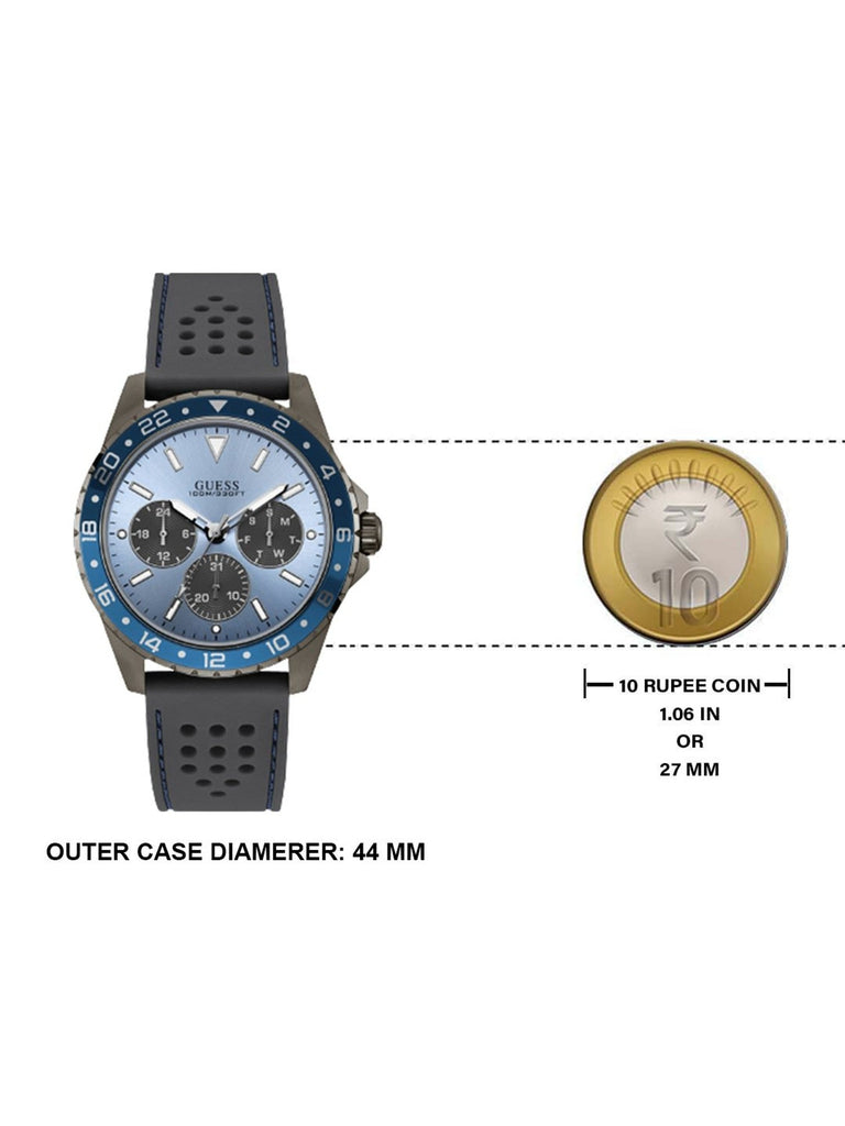 Guess Odyssey Quartz Blue Dial Gunmetal Steel Strap Watch For Men - W1107G5 Buy Now By Guess