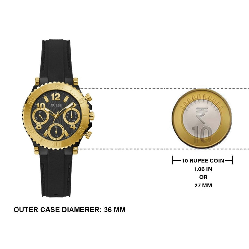 Guess Cosmic Multifunction Black Dial Black Silicone Strap Watch For Women - GW0466L1 Buy Now By Guess