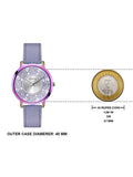 Guess Dahlia Analog Silver Dial Purple Leather Strap Watch For Women - GW0529L4 Buy Now By Guess
