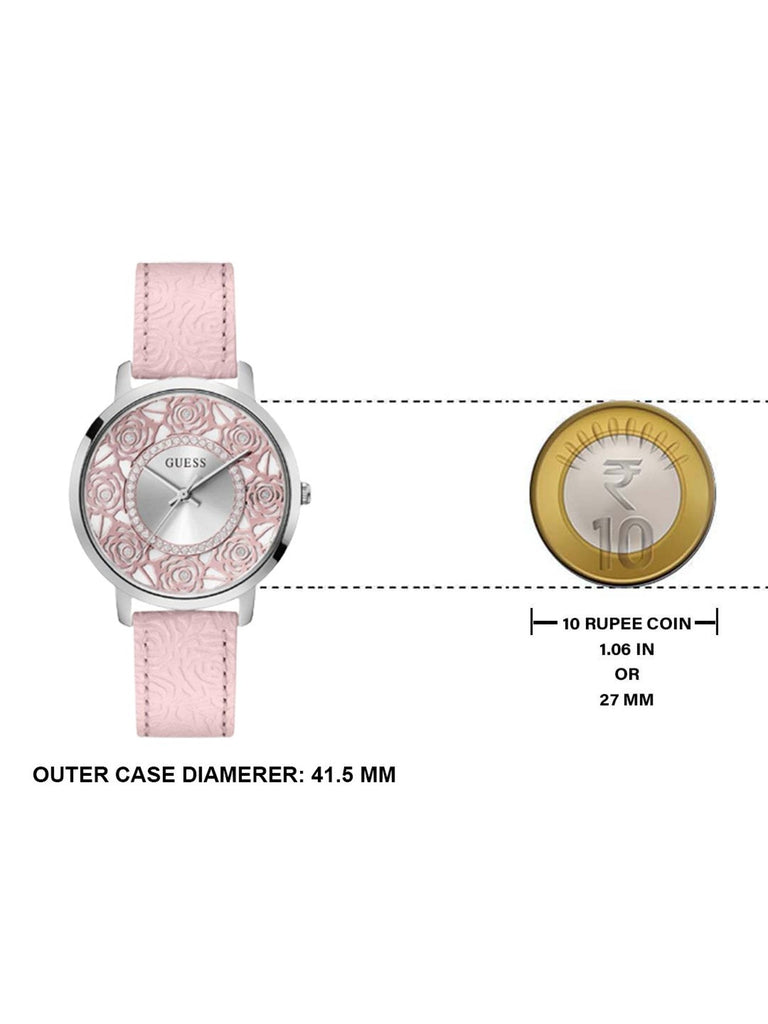 Guess Dahlia Analog Silver Dial Pink Leather Strap Watch for Women - GW0529L1 Buy Now By Guess