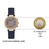 Guess Solistice Diamonds Roe Gold Dial Black Rubber Strap Watch for Women - GW0484L2 Buy Now By Guess