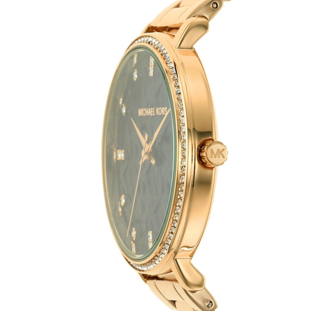 Michael Kors Pyper Three-Hand Black Dial Gold Steel Strap Watch For Women - MK4593 Buy Now By Michael Kors