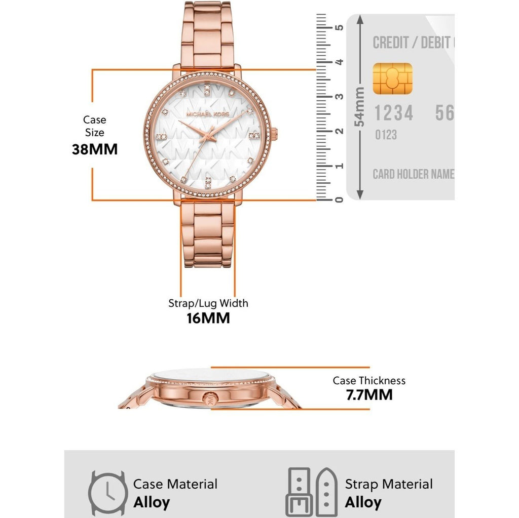 Michael Kors Pyper Three-Hand White Dial Rose Gold Steel Strap Watch For Women - MK4594 Buy Now By Michael Kors