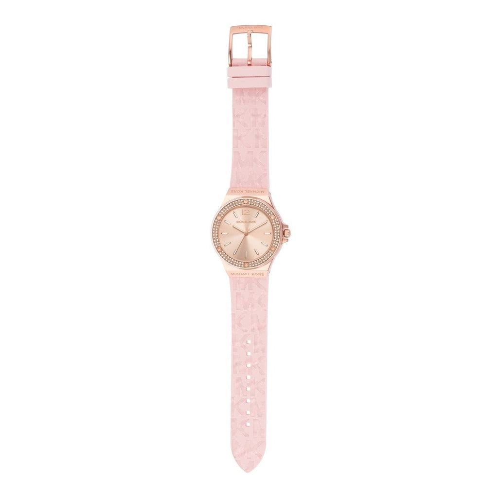 Michael Kors Mini Lennox Three-Hand Rose Gold Dial Pink Silicone Strap Watch For Women - MK7282 Buy Now By Michael Kors
